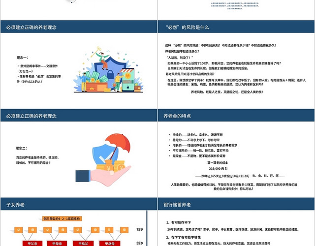 蓝色白色简约商务金融社保和商业保险的区别PPT模板