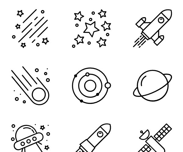 黑色手绘星空免扣素材