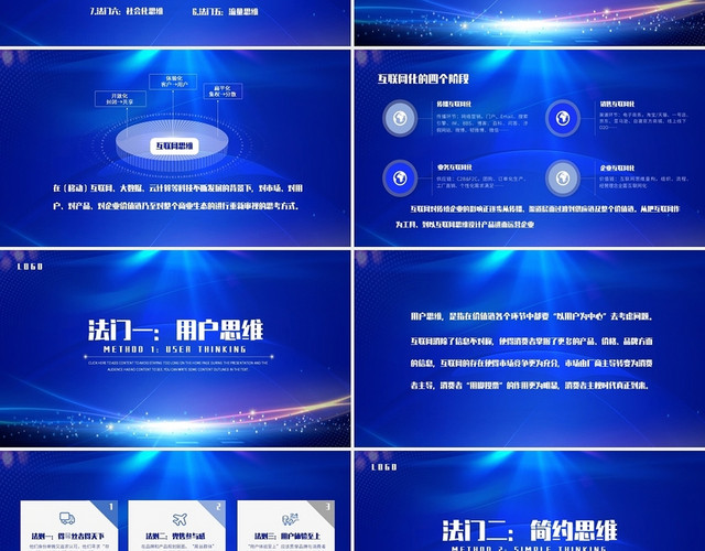 蓝色科技感互联网思维九大法互联网培训通用PPT课件