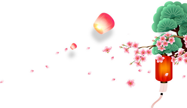 中国传统节日灯笼松柏
