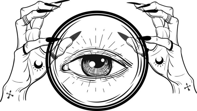 手绘圆形恐怖眼睛素材