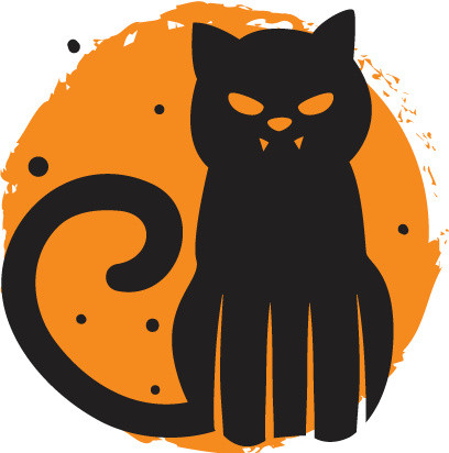卡通黑猫多边形标志素材