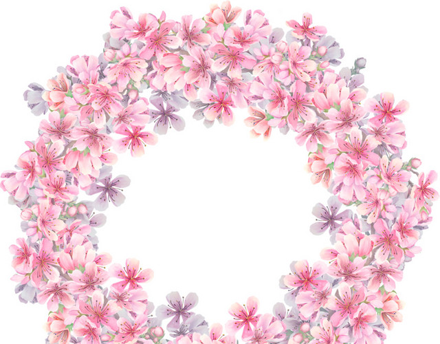 美丽粉色樱花花环素材