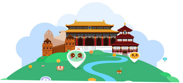 卡通扁平北京旅游景点背景