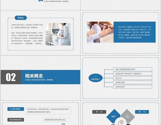 蓝色商务简约护理团队建设PPT模板