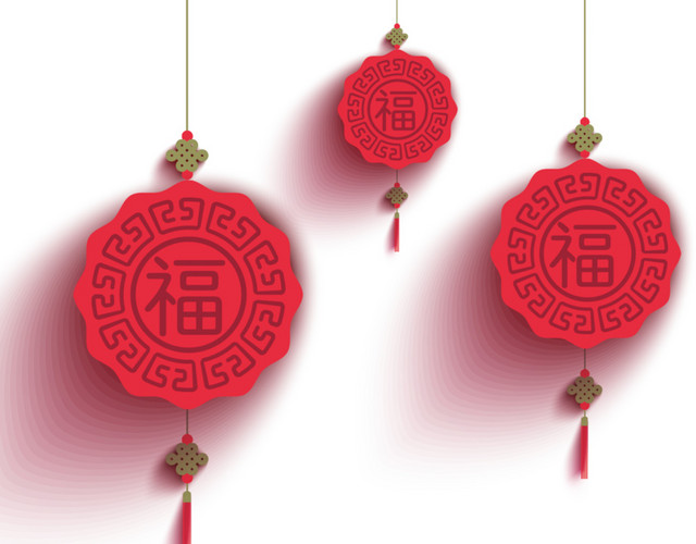 红色圆形中国结灯笼挂件