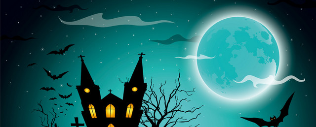 万圣节鬼节蝙蝠夜景背景BANNER
