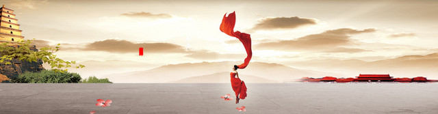 中国风红丝绸背景BANNER