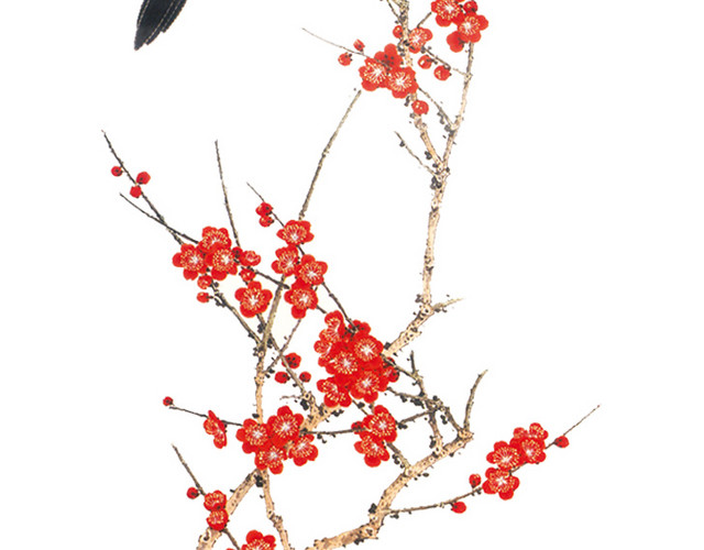 中国风红色手绘梅花