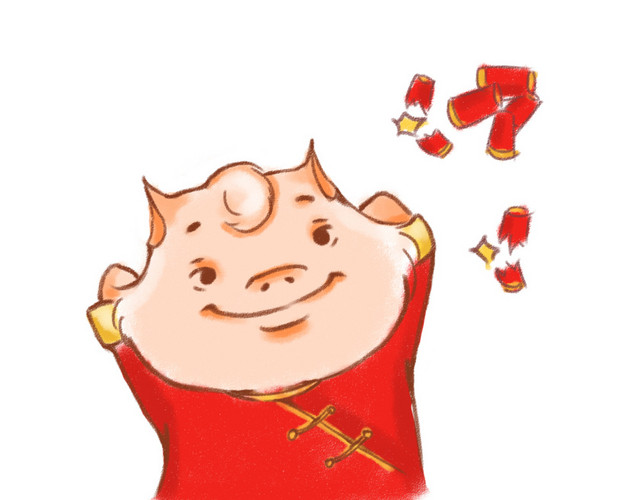 2019猪年形象卡通手绘