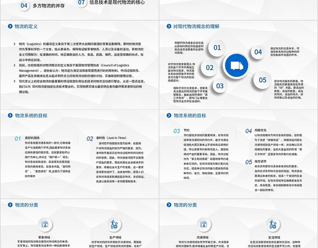 蓝色简约商务物流知识讲座PPT模板