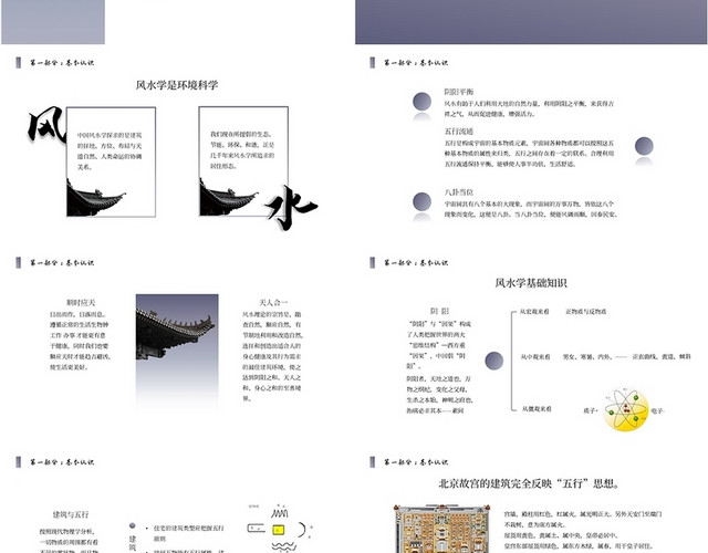 简约渐变古风最强风水课件PPT