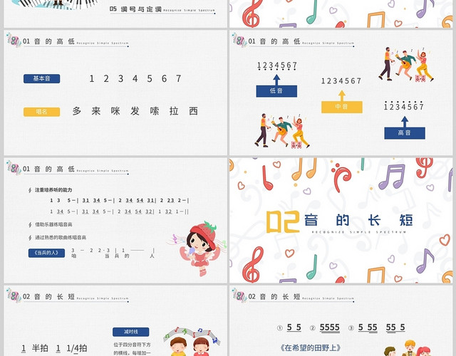 黄蓝彩色音乐课教学入门必备课程课件校园通用PPT模板