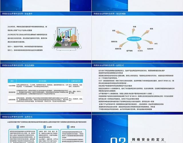 蓝色科技简约商务网络安全培训教材PPT模板