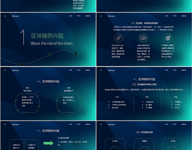 简约风格区块链重构新世界PPT