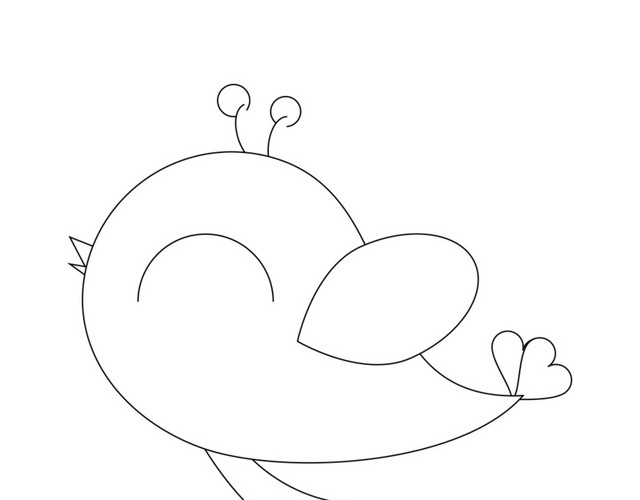 可爱鸟儿线条简笔画