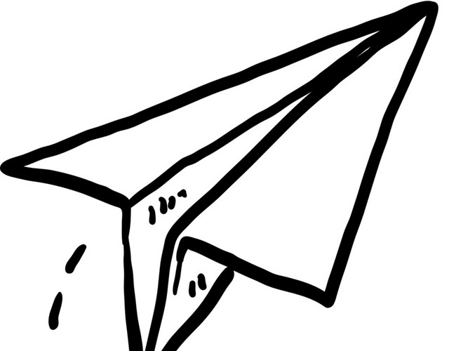 手绘纸飞机线条图标元素