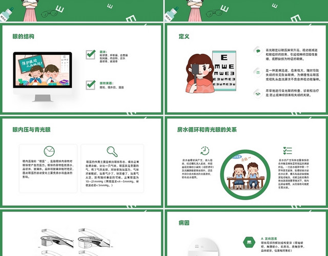 绿色商务风青光眼的护理PPT课件PPT模板