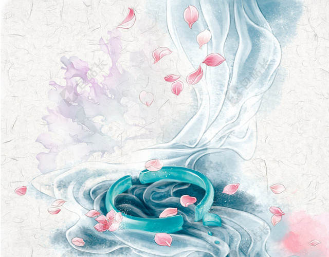中国风彩色水墨画化妆品平面广告