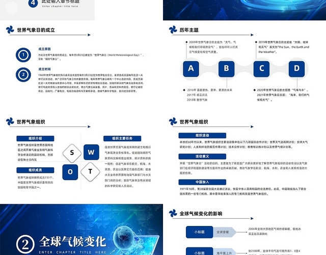 蓝色简约风第47 个世界气象日PPT