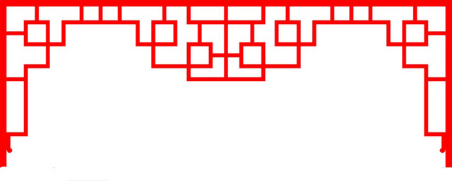 红色窗栏式上半截边框免费下载