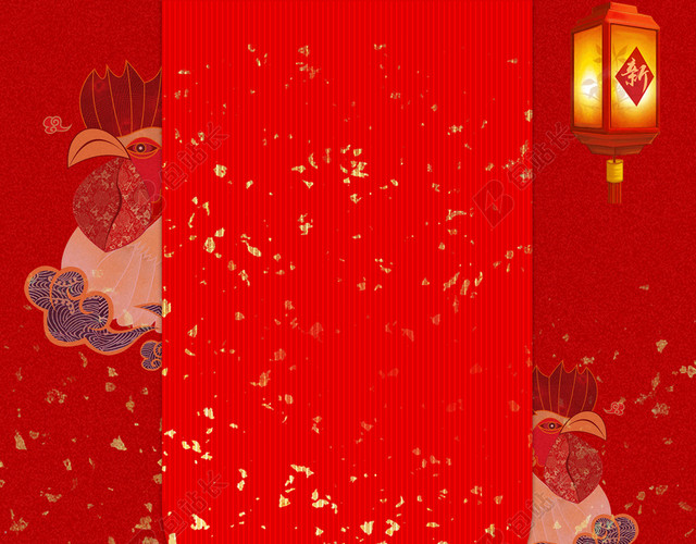 花灯红色鸡年新年节日背景