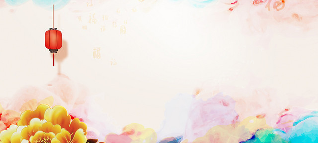 灯笼花瓣梦幻新年节日背景