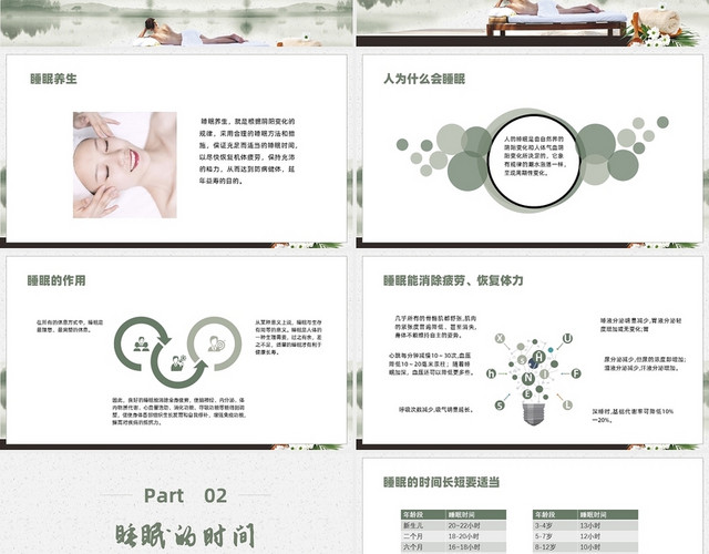 绿色时尚睡眠养生PPT课件PPT模板