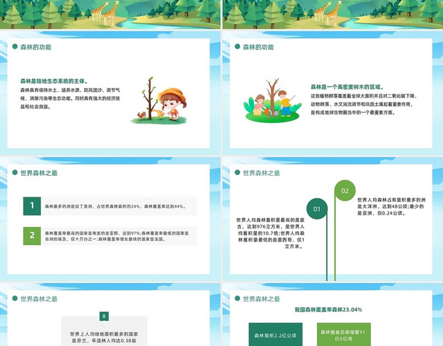 绿色简约风保护森林主题班会PPT世界森林日