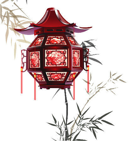 古风花纹灯笼素材