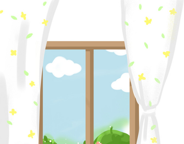 暖色手绘插画窗外免费下载