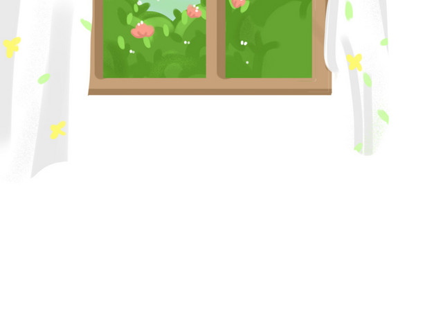 暖色手绘插画窗外免费下载