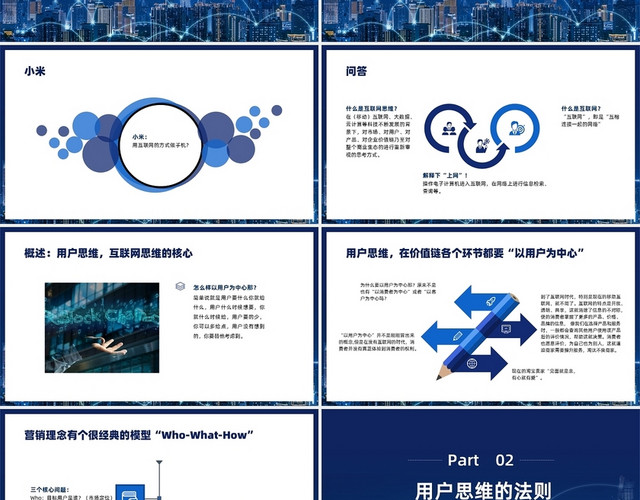 蓝色科技风互联网思维用户思维PPT模板