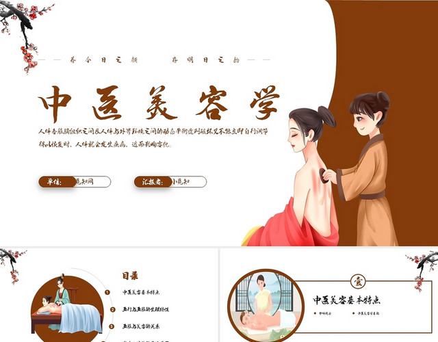 棕色中国风中医美容学中医美容PPT