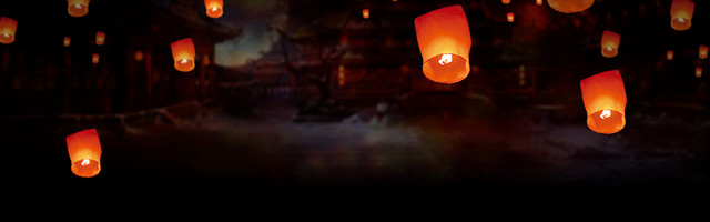 元宵景色深邃黑色BANNER背景