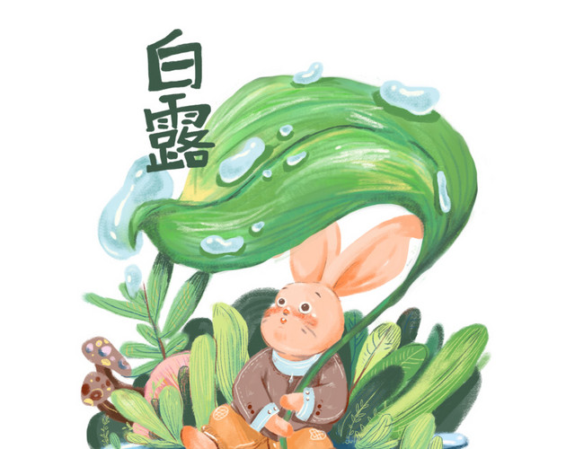 节气四季农历黄历转变插画兔子P