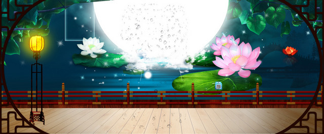 元宵月亮梦幻蓝色BANNER背景