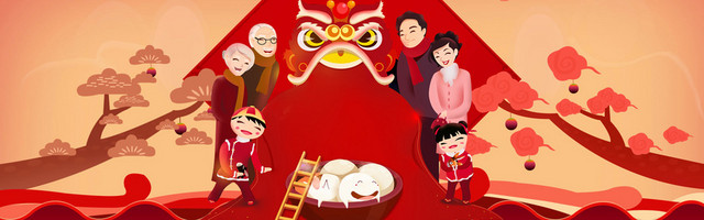 元宵童趣红色BANNER背景