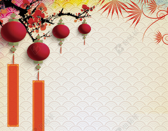 中式淡雅灯笼春节元宵节节日背景素材