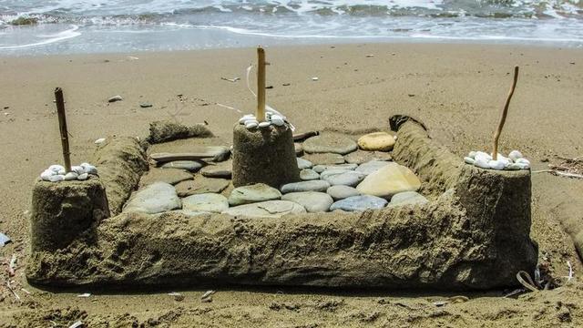 城堡 沙 海滩 沙堡 度假 假期