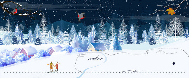 雪地打雪仗卡通蓝色BANNER