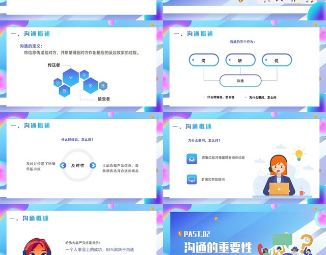 蓝色简约风企业培训客户沟通技巧PPT