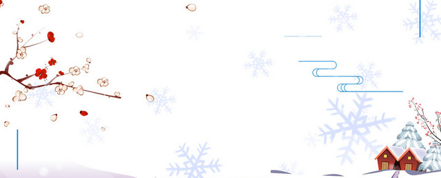 简约雪花腊梅文艺白色BANNER小雪