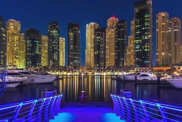 旅游清新迪拜码头联合酋长国海湾背景图片
