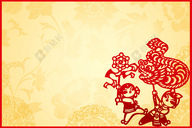 中式剪纸元宵节背景素材