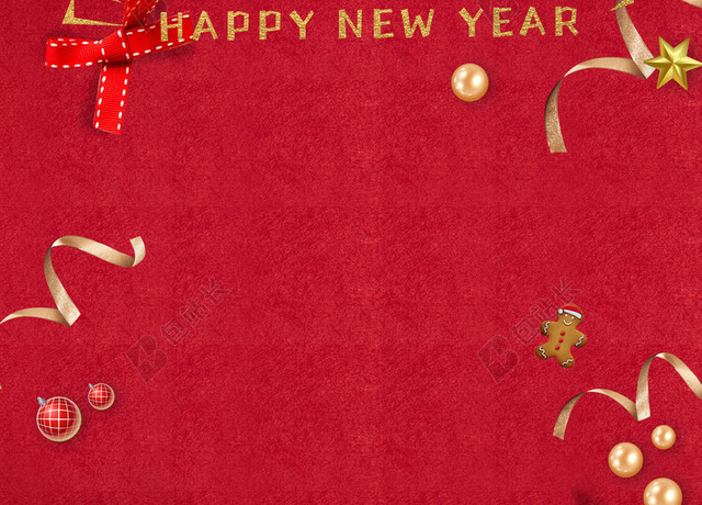 2018年狗年红色简约元旦快乐海报