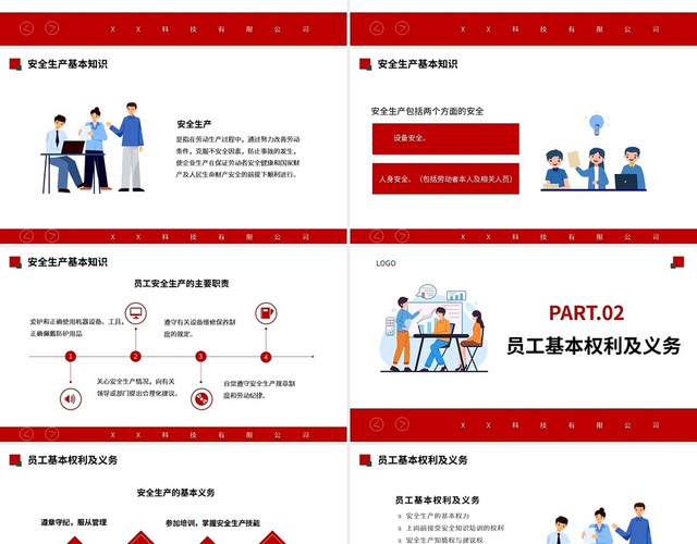 红色简约员工入职安全培训PPT模板