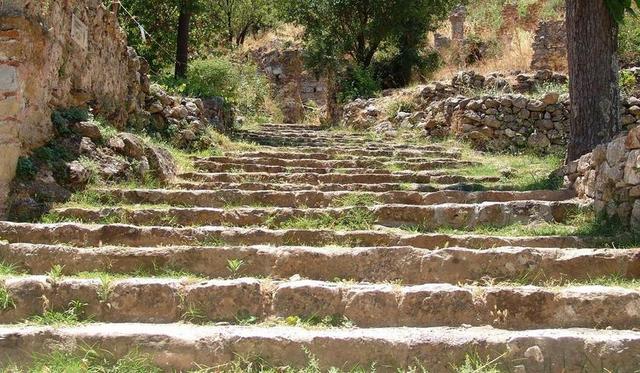 HELLAS 楼梯 村 离开 希腊 旅游 性质 古董