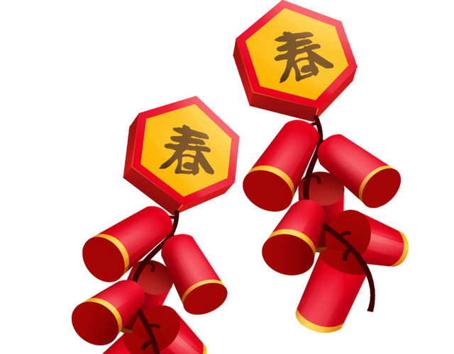 春节卡通手绘鞭炮