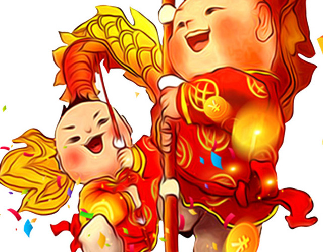 2018狗年春节舞狮插画免费下载